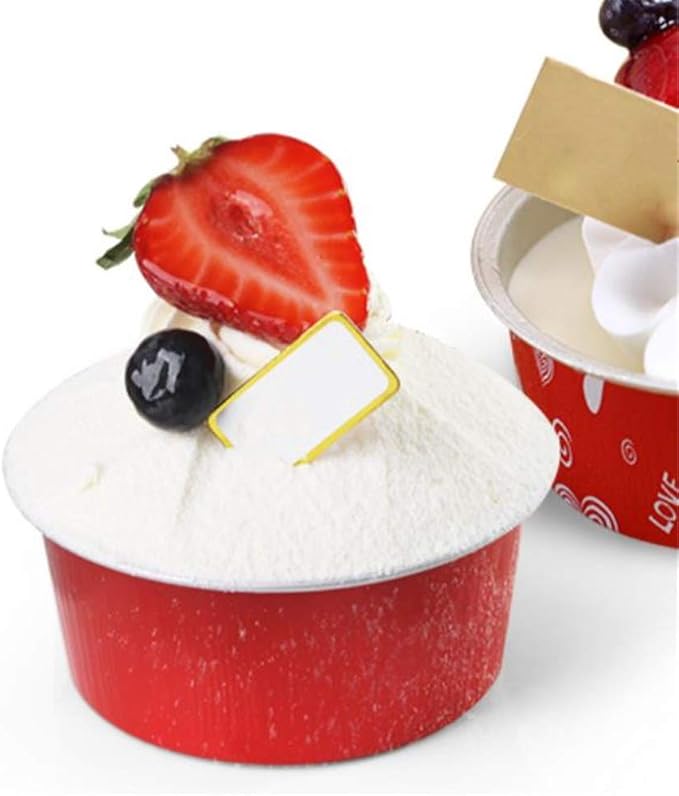 KEISEN 3 4/5" 150ml 5oz 100/PK Disposable Aluminum Foil Cups for Muffin Cupcake Baking Bake Utility Ramekin Cup 100/PK (red)