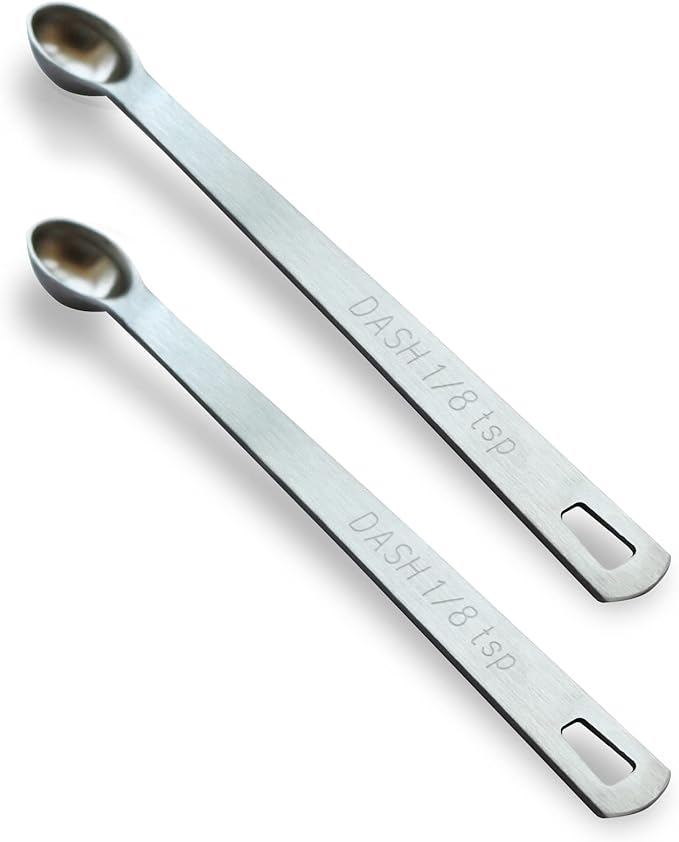 2PCS 1/8 Teaspoon(1/8tsp, 0.625 ml, Dash) Single Tiny Measuring Spoon, Small Individual Stainless Steel Measure Spoons Only