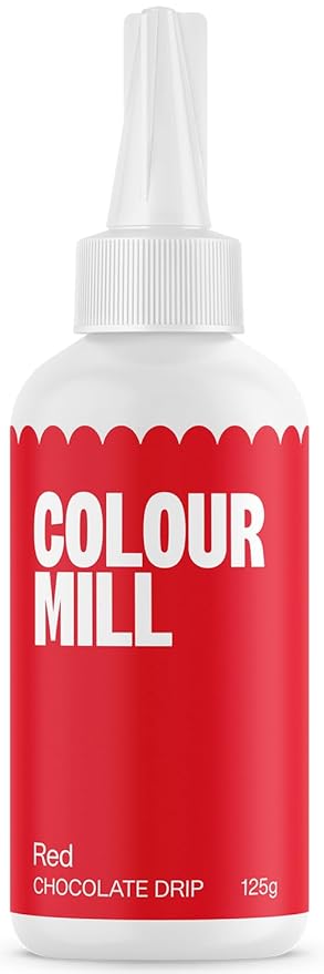 Colour Mill Chocolate Drip Easy-Melt Drizzle for Desserts, 125 Grams Red