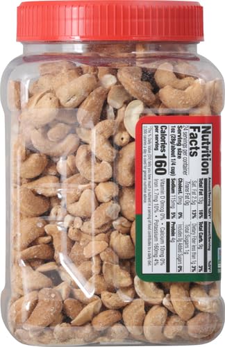 Fisher Oven Roasted Never Fried Whole Cashews, 24 Ounces (Pack of 2), Snacks for Adults, Made With Sea Salt, No Added Oils, Artificial Ingredients or Preservatives, Gluten Free, Vegan Protein, Bulk
