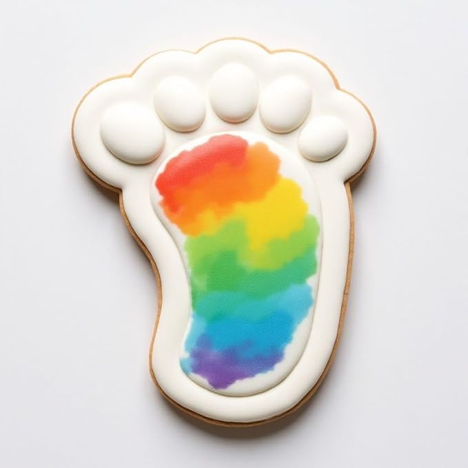 Cookie Cutter and Stencil Set Bundle Kit PYO Cookies Paint Your Own Diy Bakery Fondant Sugar Happy Birthday Wedding Baby Candle Kids Painting Coloring Pages Comb (Baby Foot Print)