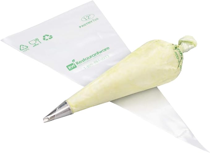 Restaurantware-Pastry Tek 12.2 Inch Piping Bags, 100 For Icing Pastry Bags - Disposable, Food Grade, Clear Plastic Decorating Bag, Non Slip, For Frosting Cupcakes, Cakes, And Pies