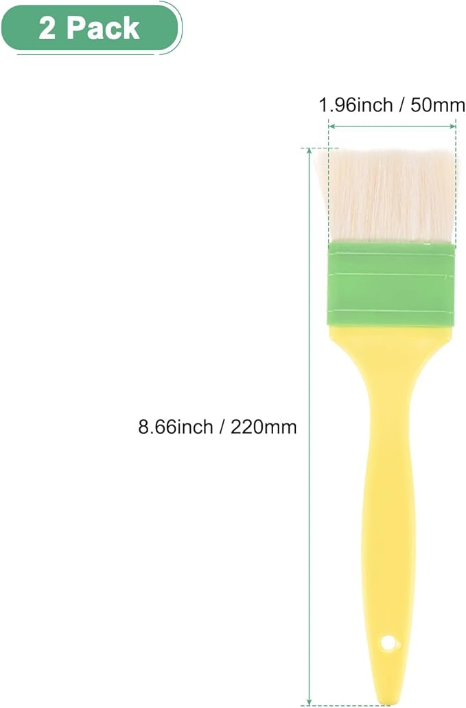2-Pack Pastry Brush, Wool Basting Baking BBQ Oil Brush for Cooking/Barbecue/Kitchen [2"]