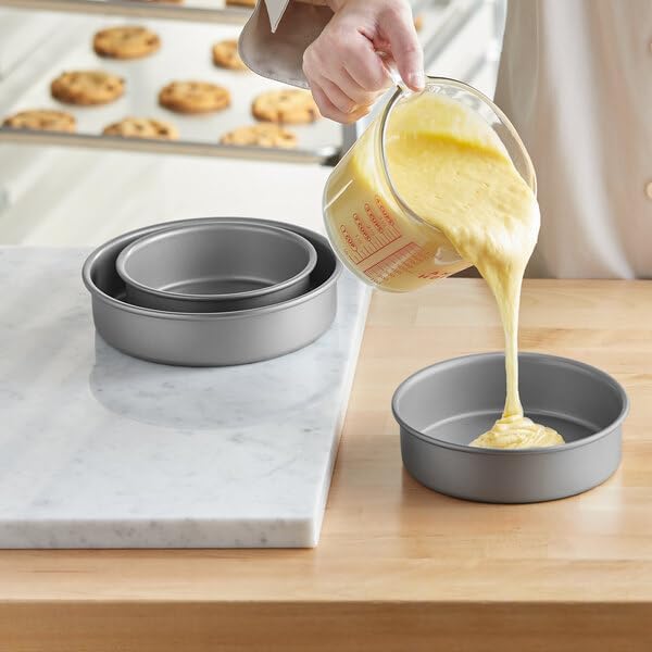 6-Inch Round Cake Pan, Aluminized Steel, Straight Sided, Silver, 2-Inch Deep, Silicone Glazed, Commercial Baking Pan