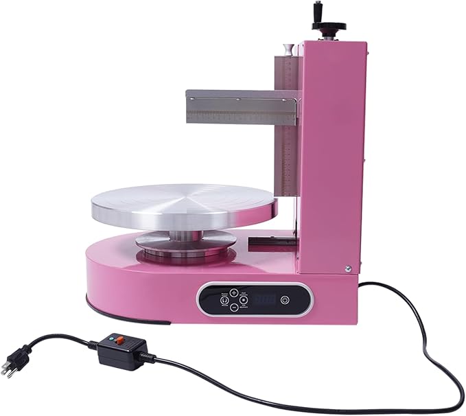 Cake Decorating Machine, Automatic Cake Cream Spreading Machine, Low Noise Cake Frosting Machine, Cake Icing Machine, Turntable with Adjustable Scraper, for 4" to 12" Cake, 60-320RPM Speed