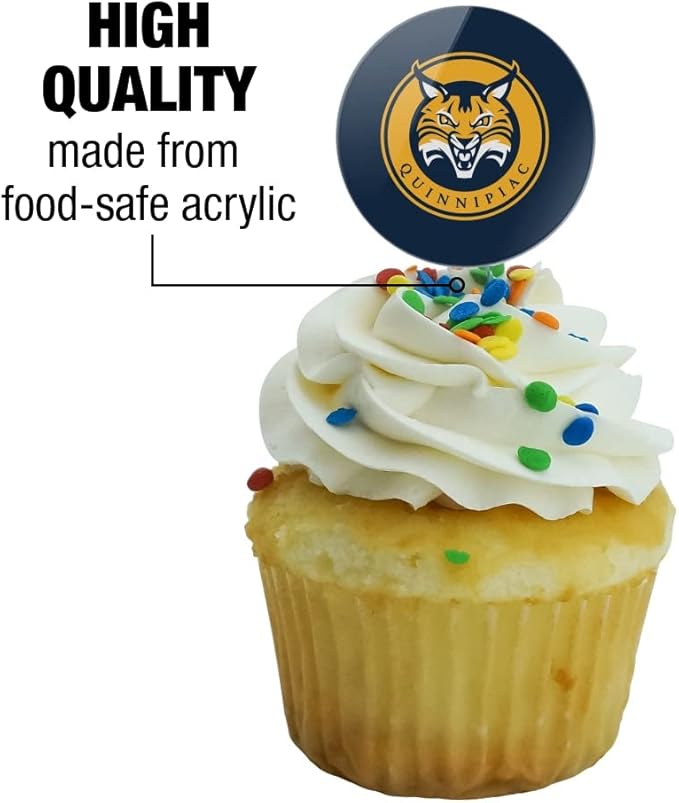 Quinnipiac University Primary Logo Cupcake Picks Toppers Decoration Set of 6