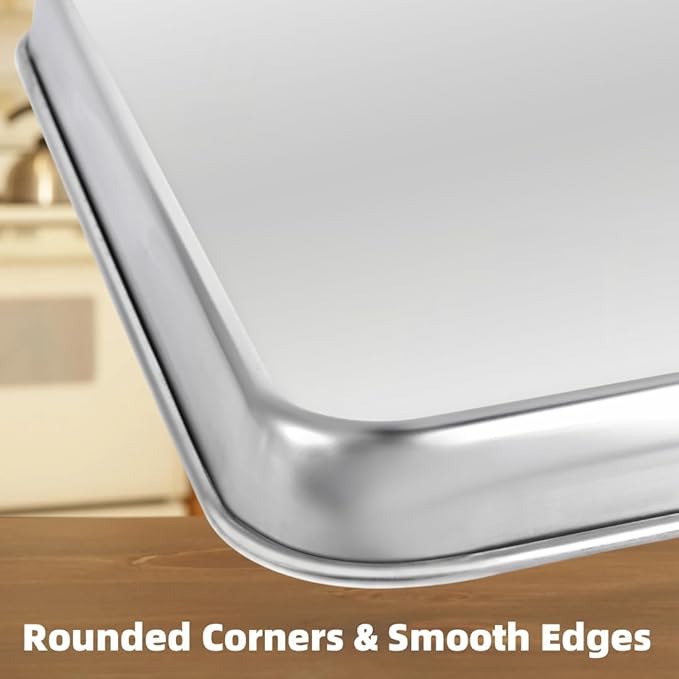Aluminium Alloy Baking & Cookie Sheets, Heavy-Duty Baking Pans, Cooking Trays for Oven, 2 Pack, 17.75 x 13 x 1.18 Inches (17.75 x 13 x 1.18 Inches)