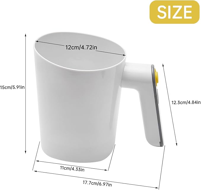 Electric Flour Sifter, Handheld Battery Operated Stainless Steel Mesh Shaker, Cup Shape Powder Shaker Strainer Kitchen Cooking Baking Pastry Tools 4 Cup/1L Capacity(White)