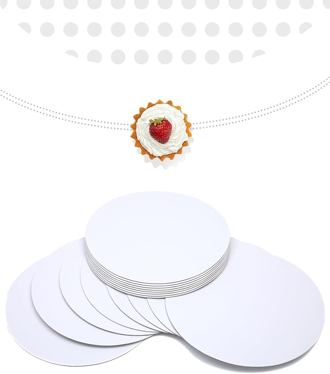 qiqee 13 Inch White Cake Boards Round 40-Packs Circles Rounds Base Food-Grade Cardboard Cake Plate（Thinner But Stronger）