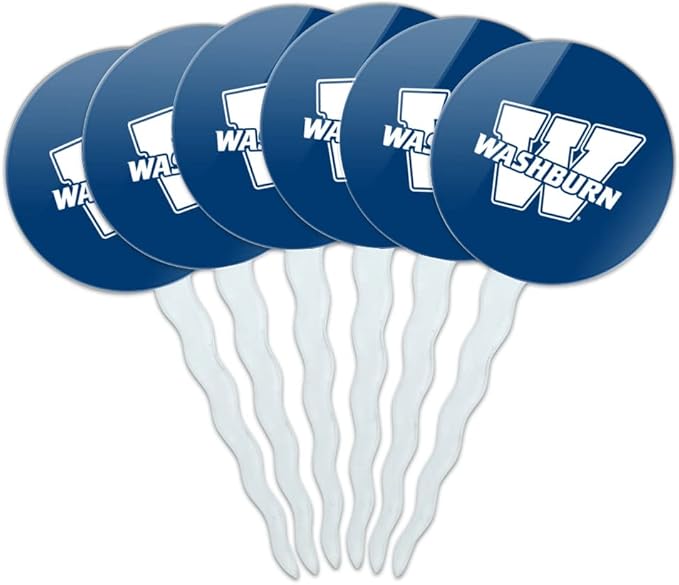 Washburn University Primary Logo Cupcake Picks Toppers Decoration Set of 6