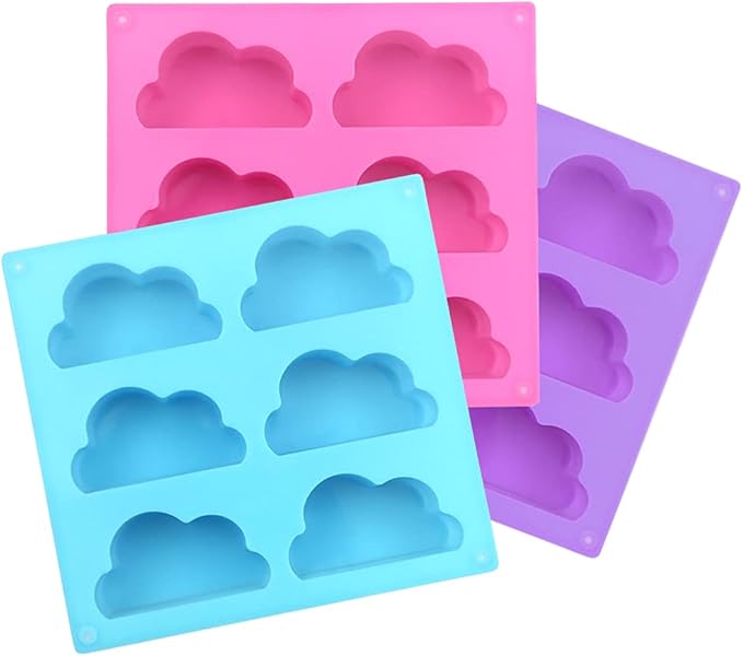 3 Pack Soap Moulds for Soap Making, FineGood Silicone Cloud Mold Soap Making Supplies Cake Baking Mould Silicone Muffin Trays for Pudding Cupcake