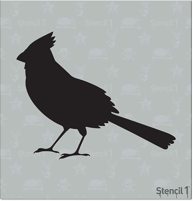 Stencil1 Cardinal Stencil – Reusable Winter Template for DIY Crafts, Holiday Decor, Painting on Wood, Fabric, Cards & More - 5.75" x 6"