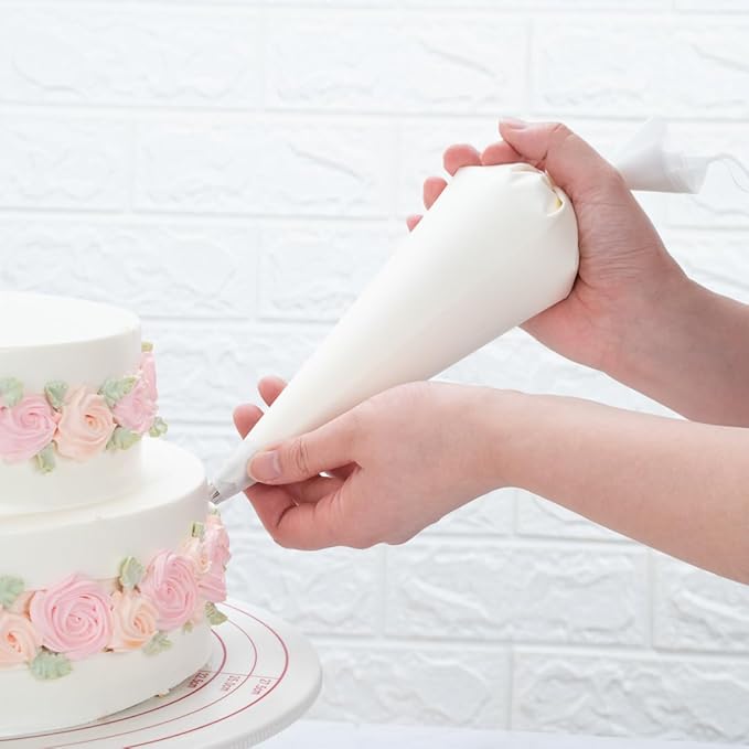 Restaurantware Pastry Tek 16 x 8.9 Inch Piping Bags 2 Reusable Icing Bags - Durable White Silicone Pastry Bags Anti Burst Decorate Cakes Cupcakes Macarons Or Cookies