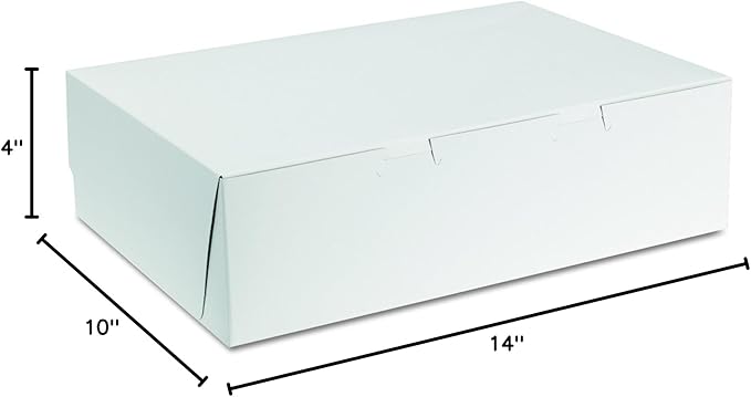 Southern Champion Tray 1025 Premium Clay Coated Kraft Paperboard White Non-Window Sheet Cake and Utility Box, 14" Length x 10" Width x 4" Height, 1/4 Sheet (Case of 100)