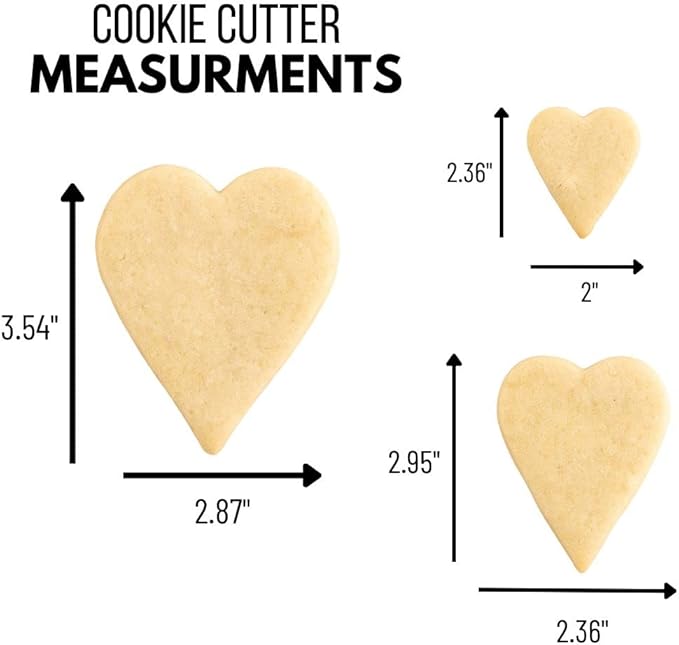 Cookie Cutter Kingdom, Heart Cookie Cutters, 3 Pack, Valentines Day, Stainless Steel, Beautful Coated Finish, Mold for Cakes Biscuits and Sandwiches (Heart 3 Pack)