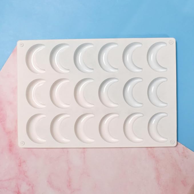 mostsom Silicone Chocolate Moon Mould Silicone Mold DIY Baking Molds for Chocolate Cake Dome Mousse (Moon F_11.28X7.68X0.52 inch)