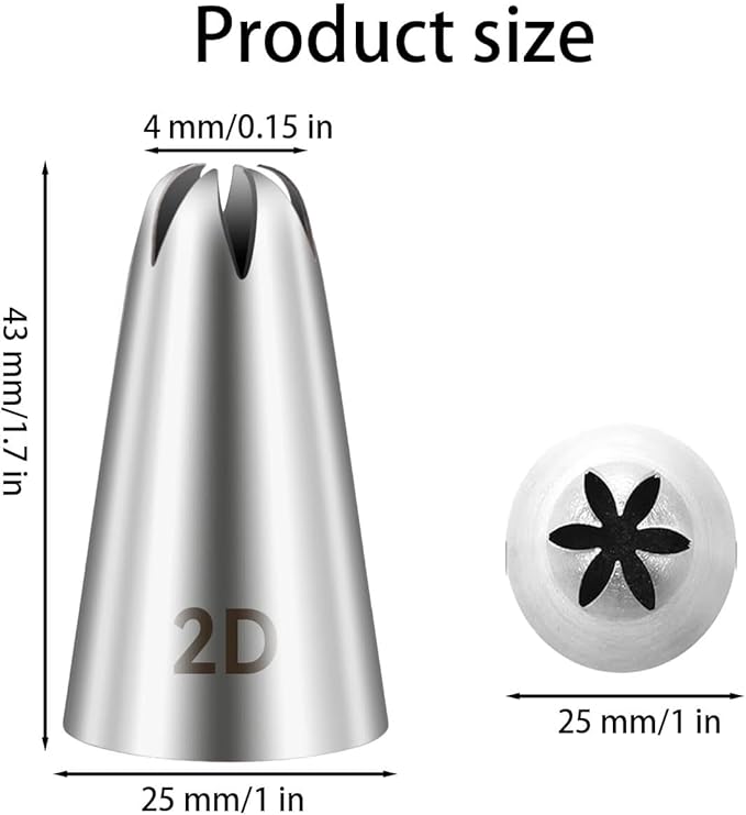 4 Pcs Sliver 2D Cake Piping Tips, Cake Decorating Kit,Stainless Steel Large Piping Tips Cake Decorating Tools, for Baking DIY Cupcake Cookie Birthday Cake Cream Decorating