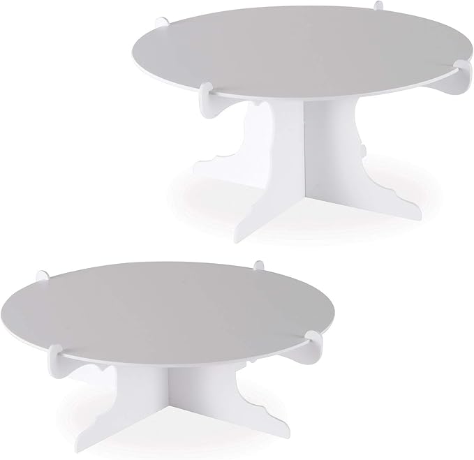 Beistle 2 Piece Durable Cake Stands for Weddings Birthday Party Cupcake Holders Baby Shower Celebration Supplies, 12.5" x 6", White
