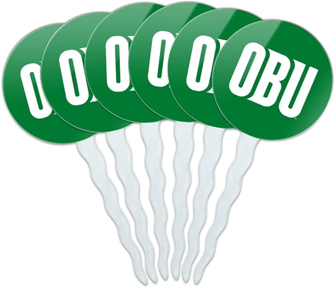 Oklahoma Baptist University Primary Logo Cupcake Picks Toppers Decoration Set of 6