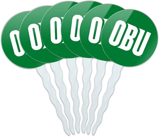 Oklahoma Baptist University Primary Logo Cupcake Picks Toppers Decoration Set of 6