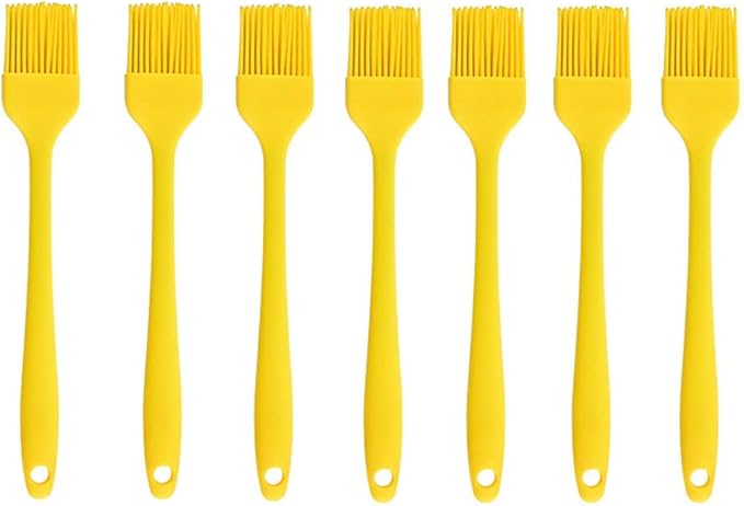 Silicone brush, Oil Brush for BBQ Kitchen Cooking Baking and Grilling (7 PCS,yellow)