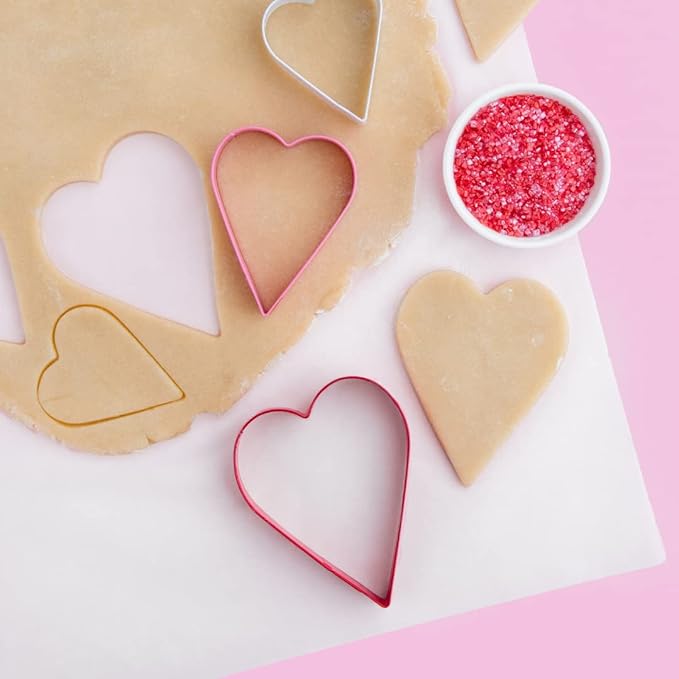 Cookie Cutter Kingdom, Heart Cookie Cutters, 3 Pack, Valentines Day, Stainless Steel, Beautful Coated Finish, Mold for Cakes Biscuits and Sandwiches (Heart 3 Pack)