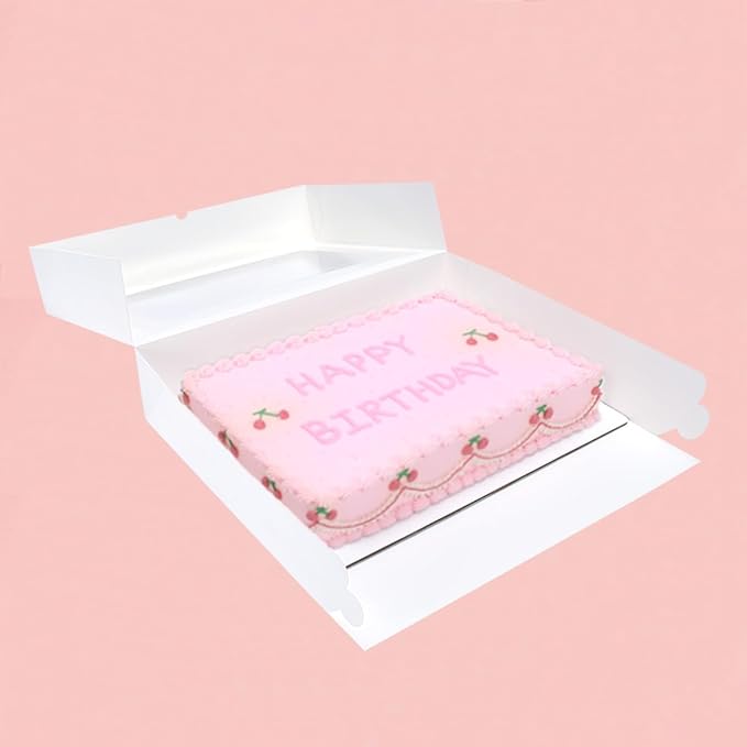 6 Pack 19x14x4 Inch Auto-Popup Large Rectangle Cake Boxes with Thick Cake Boards, Half Sheet Bakery Boxes for Pastry Baking,Cupcake,Muffins & Pie
