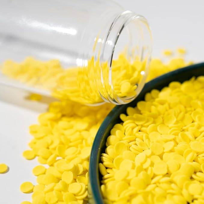 NIPEOR Rainbow Sprinkles Yellow Confetti Sprinkles 3.53oz/100gEdible Sprinkle Topping Confetti Sprinkles, Round Sprinkles for Cake Decorating,, Cupcake, Candy Sprinkles, and Ice Cream Toppings (Rainbow Confetti Yellow)