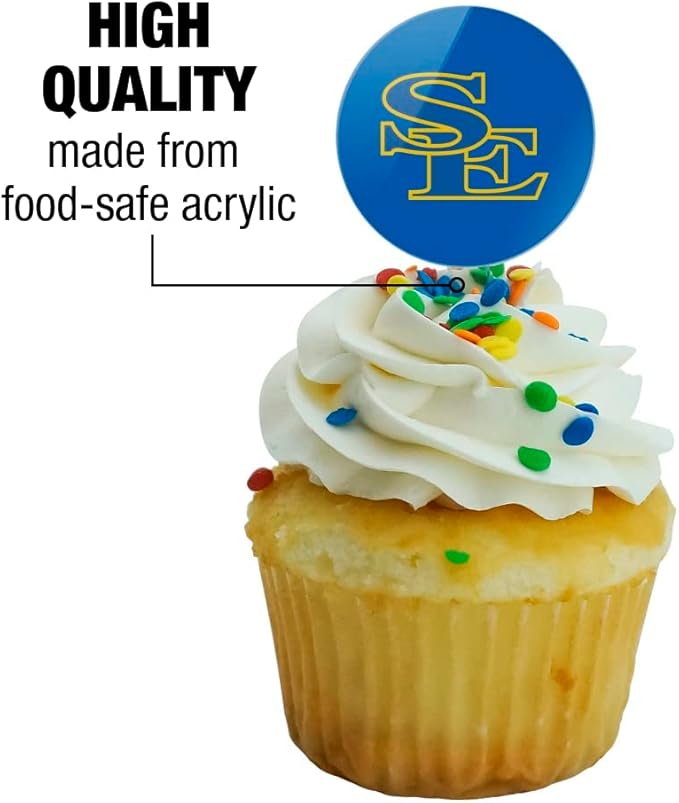 Southeastern Oklahoma State University Primary Logo Cupcake Picks Toppers Decoration Set of 6