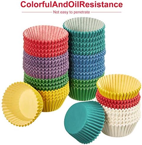 Zonon 1000 Counts Cupcake Liners for Baking Liners Paper Cupcake Wrappers Bulk Cup Cake Cases Muffin Baking Paper Cups for Candy Cooking(Assorted Colors,1.18 Inch-mini Size)