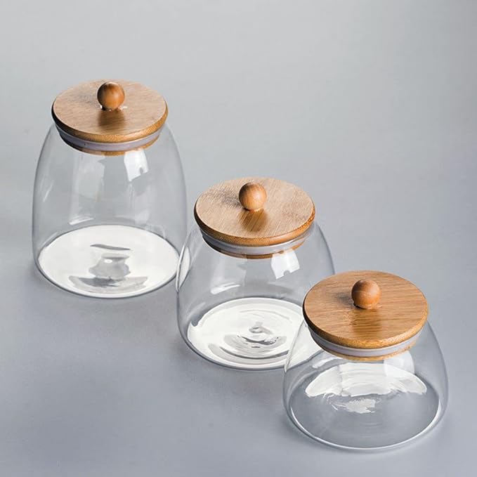 Glass Jar with Airtight Bamboo Lid Container Storage for Kitchen Storage Candy Bottle13.5 OZ/400mL(G-S)