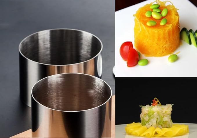 Stainless Steel 3D Cake Molds with Pusher Lifter Cooking Rings Set of 4,Baking Dish Bakeware Tools Cupcake Mold Mousse Ring Cheese Tools Salad Cake Dessert Mould(4 Different Shapes)