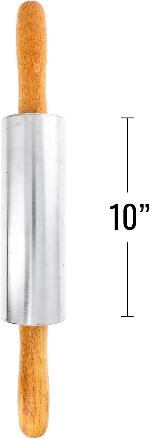 Beille Oak Wood Stainless Steel Barrel Classic Bakers Rolling Pin Baking Supplies Kitchen Essentials (2 Sizes) (17 Inch)