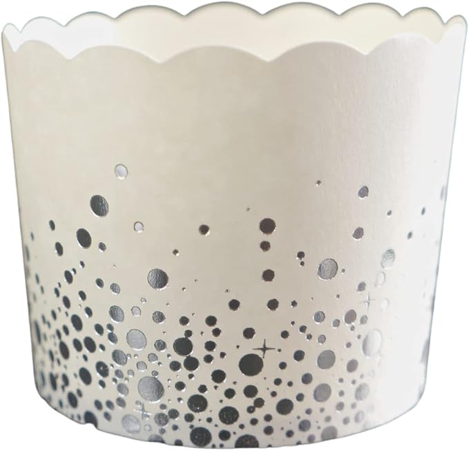 50-Pack Paper Baking Cups, Greaseproof Disposable Cupcake Muffin Liners (Large, Silver Confetti)
