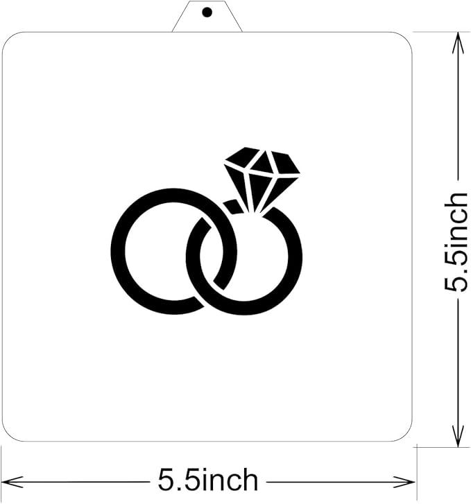 Cookie Cutter and Stencil Set Bundle Kit PYO Cookies Paint Your Own Diy Bakery Fondant Sugar Happy Birthday Wedding Baby Candle Kids Painting Coloring Pages Comb (Wedding Ring)