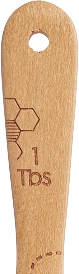 Talisman Designs Laser Etched Beechwood Measuring Spoons | Set of 4 | Honey Bee Design | Natural Wooden Measuring Spoons Set | Cute & Functional Kitchen Tools