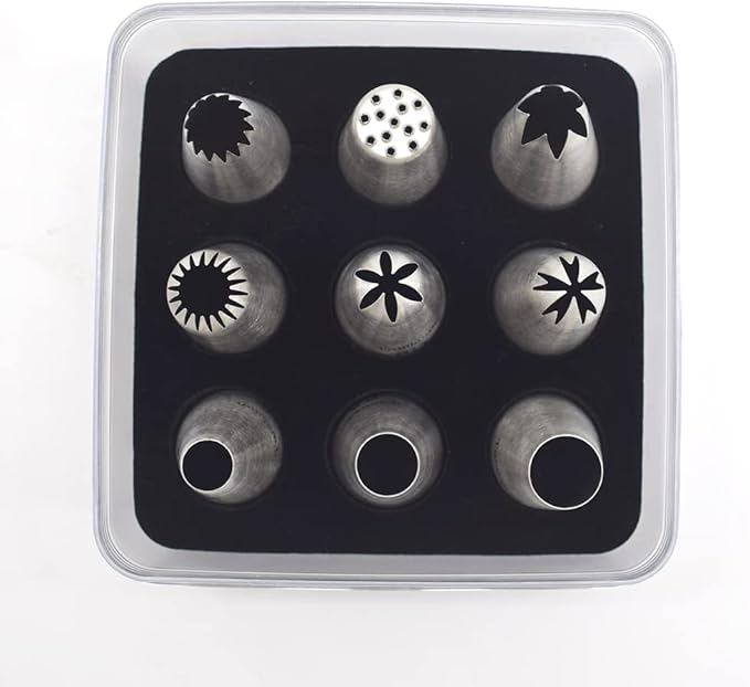 9 pack Large piping nozzles, Seamless Icing Nozzles for Cake Decorating