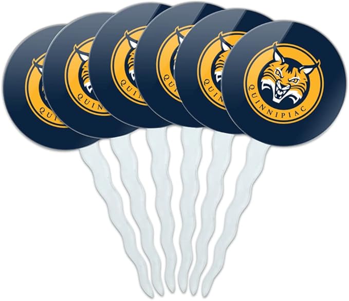 Quinnipiac University Primary Logo Cupcake Picks Toppers Decoration Set of 6