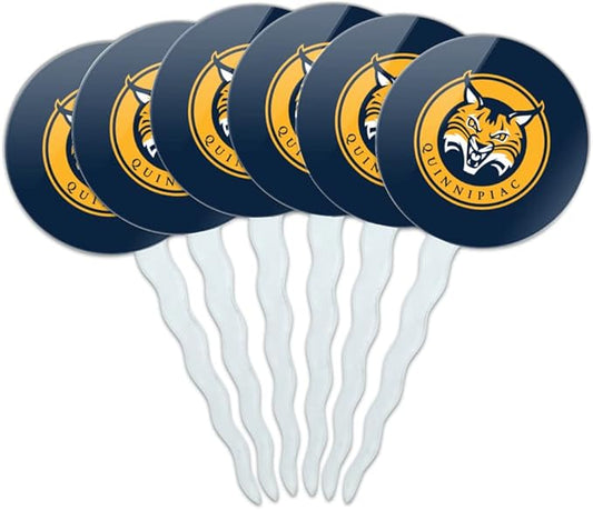 Quinnipiac University Primary Logo Cupcake Picks Toppers Decoration Set of 6