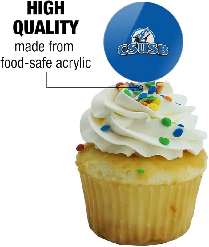 California State University San Bernardino Primary Logo Cupcake Picks Toppers Decoration Set of 6