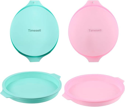 4 Pcs Layer Cake Pan Set, 8 Inch Silicone Round Cake Mold Rainbow Non-Stick Baking Tins for Jumbo Whoopie Pie Cake Vegetable Pancakes Taco Shells Pizza Crust Omelet Frittata and Resin Craft