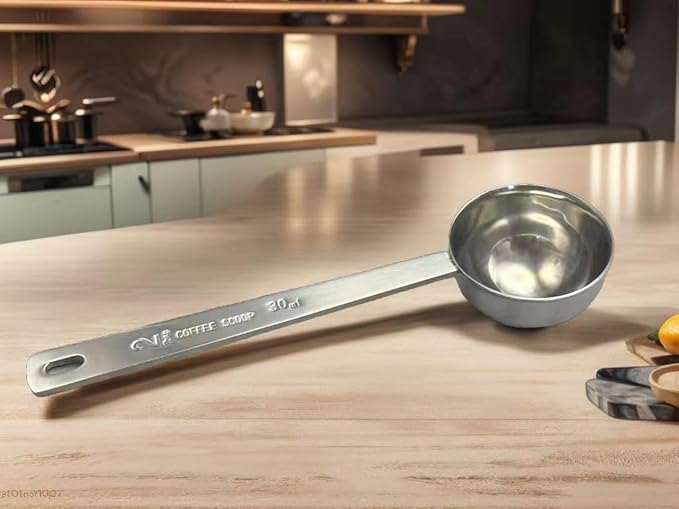 Long Handle 304 Stainless Steel Coffee Measuring Spoon Multi-Purpose Set Silver 2 Pieces 1 Tablespoon (15ml) and 2 Tablespoons (30ml)