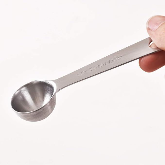 Newk 6 PCS Measuring Spoons, Stainless Steel Metal Kitchen Measuring Tools Set for Dry and Liquid Ingredients-1/8 tsp, 1/4 tsp, 1/2 tsp, 1 tsp, 1/2 Tbsp & 1 Tbsp