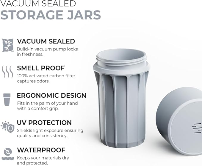 Staze Preserve Vacuum Sealed Storage Jars (148ml) | Patented Smell Proof Containers | Herb Storage & Food Storage Container with Protection -(CLOUD)