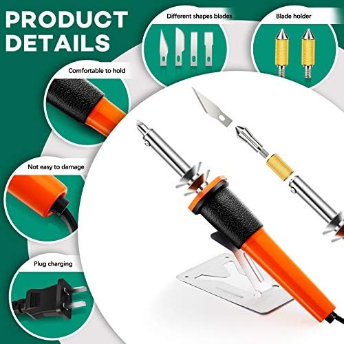 Honoson 22 Pieces Electric Hot Knife Cutter Tool Kit Include Heated Knife Plastic Cutter With Multipurpose 16 Blades 4 Blade Holders Metal Stand For Soft Thin Plastic Foam Stencils(Orange)