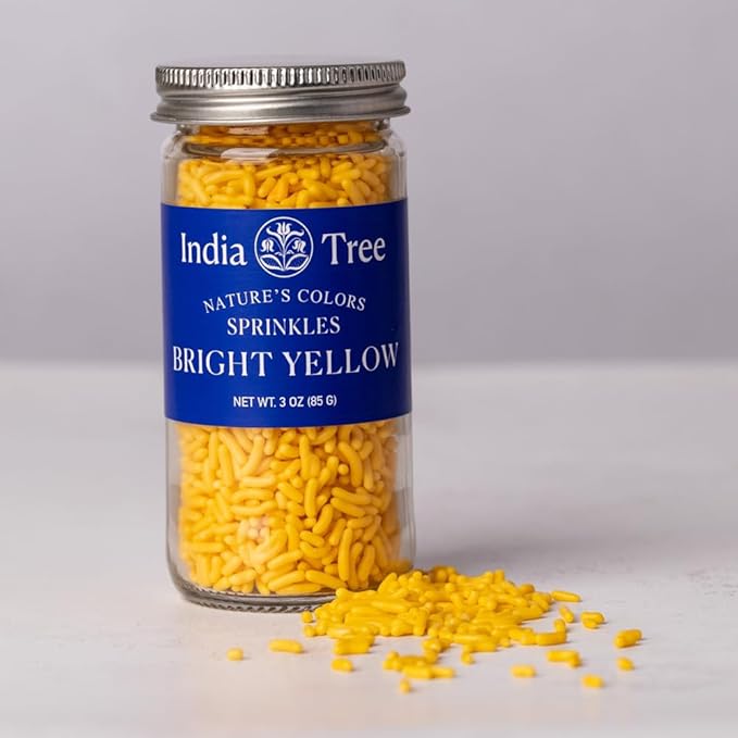 Bright Yellow Sprinkles – Vegan, Non‑GMO, Dye‑Free, Allergen‑Free, 3 oz Jar – India Tree Nature’s Colors