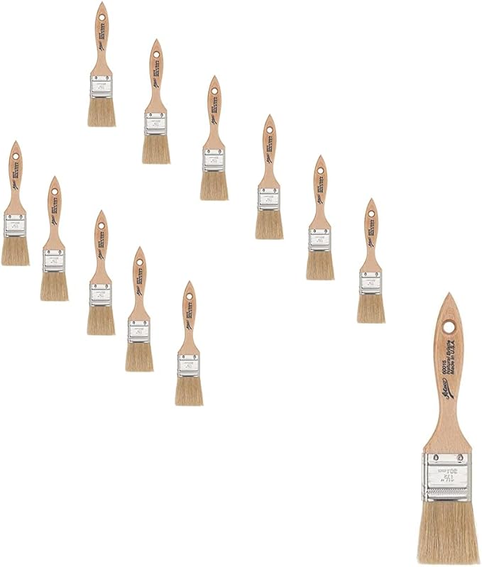 White 60015 Wooden Boar Bristle Pastry Brush (12 PC, Flat 1 1/2")