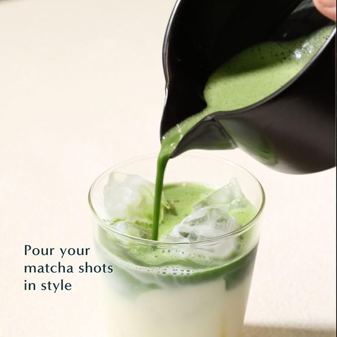 Naoki Matcha Complete Matcha Tea Ceremony Set - Includes: Bamboo Matcha Whisk & Bamboo Tea Scoop, Large Stainless Steel Sifter, Black Stoneware Bowl with Spout
