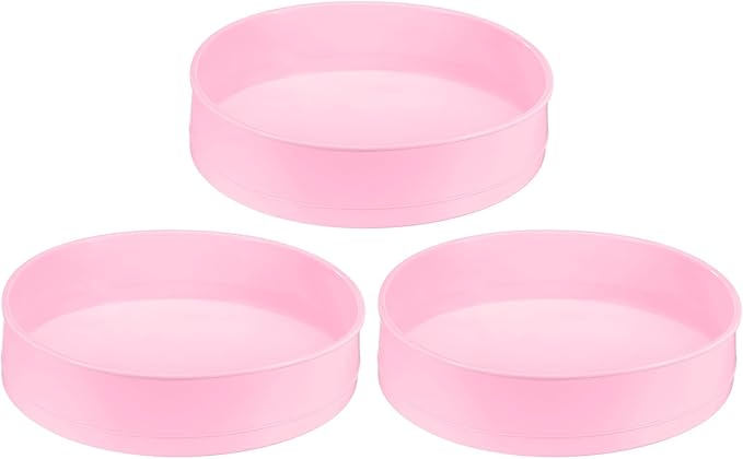 HARFINGTON 3 Pcs Round Cake Pans 10" Nonstick Quick Release Silicone Cake Mould Bakeware Tools for Baking Cupcakes Bread Pizza, Pink