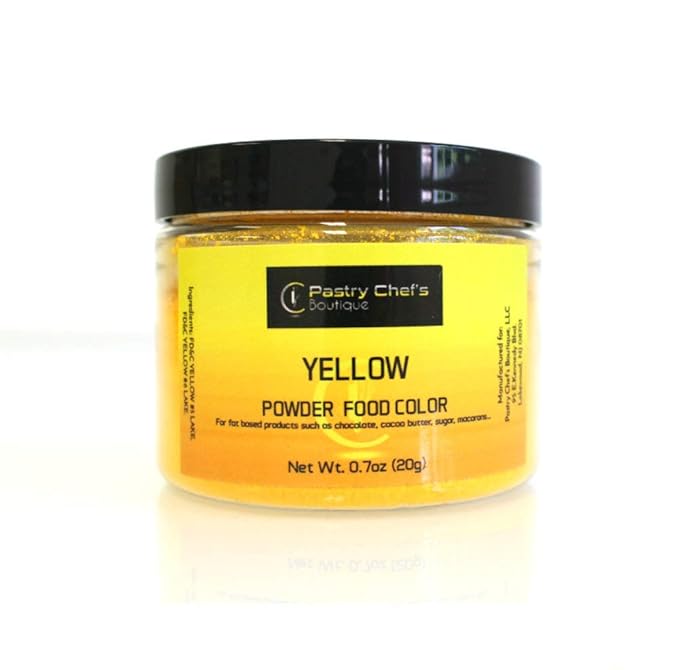 Pastry Chef's Boutique Fat Soluble Powder Food Color - Great for Coloring Chocolate and Cocoa Butter - 0.7 oz. - Yellow